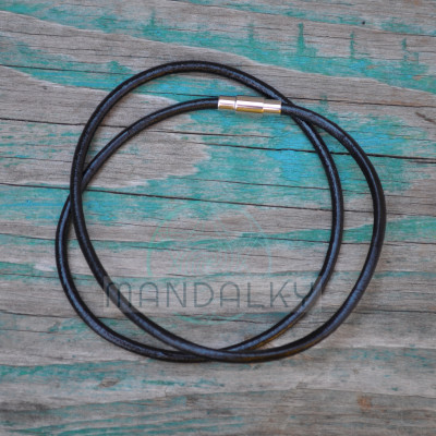 Kožený řemínek - černý s nerezovým magnetickým koncem (3 mm)