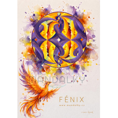 Silové zvíře Fénix s mandalou Zrození